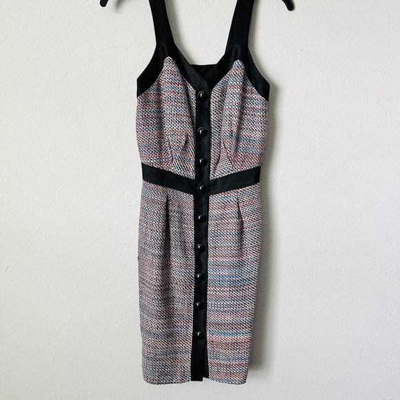 Leona Button Front Rainbow Tweed Knit Dress - Picture 1 of 4